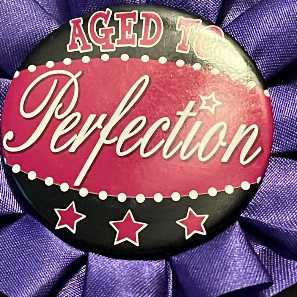 Aged to perfection Purple birthday party Celebration Badge party special guest